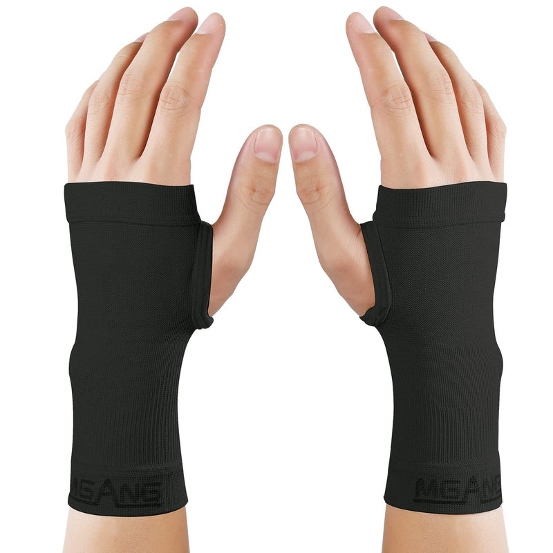 [Australia] - MGANG® Wrist Support Sleeves, 1 Pair Wrist Compression Gloves for Unisex, 20-30 mmHg Wrist Brace Support for Carpal Tunnel, RSI, Tendonitis, Sprains, HandInstability, Pain Relief, Black S Small(1 Pair) 