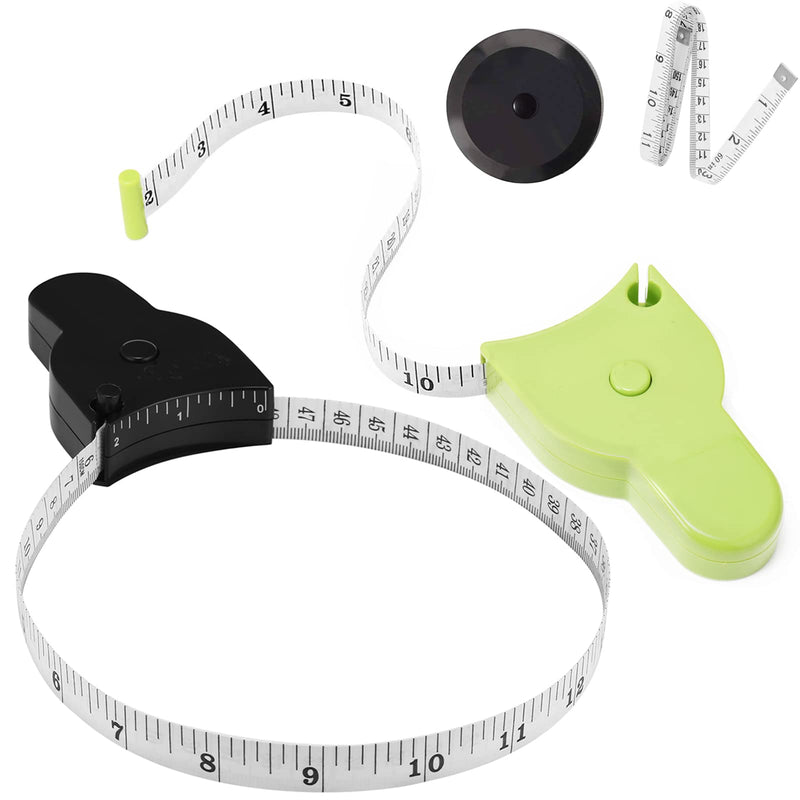 [Australia] - Body Tape Measure, 4Pcs Measuring Tape for Body 60 Inch(150cm), Retractable Soft Body Measurement Tape for Weight Loss, Fitness, Tailoring, Sewing, Crafting Clothes, Black+ Green black+green 