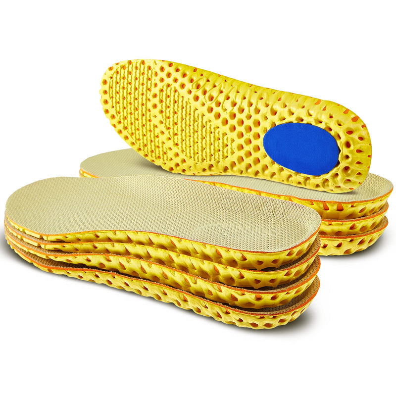 [Australia] - 4 Pairs Shock Absorbing Shoe Insoles Elastic Honeycomb Sneaker Inserts Breathable Memory Insoles for Men Shoe Lifts Men Soft Replacement Shoe Soles for Men Women Sports Shoes Boots (Men US 8-12) Men US 8-12 