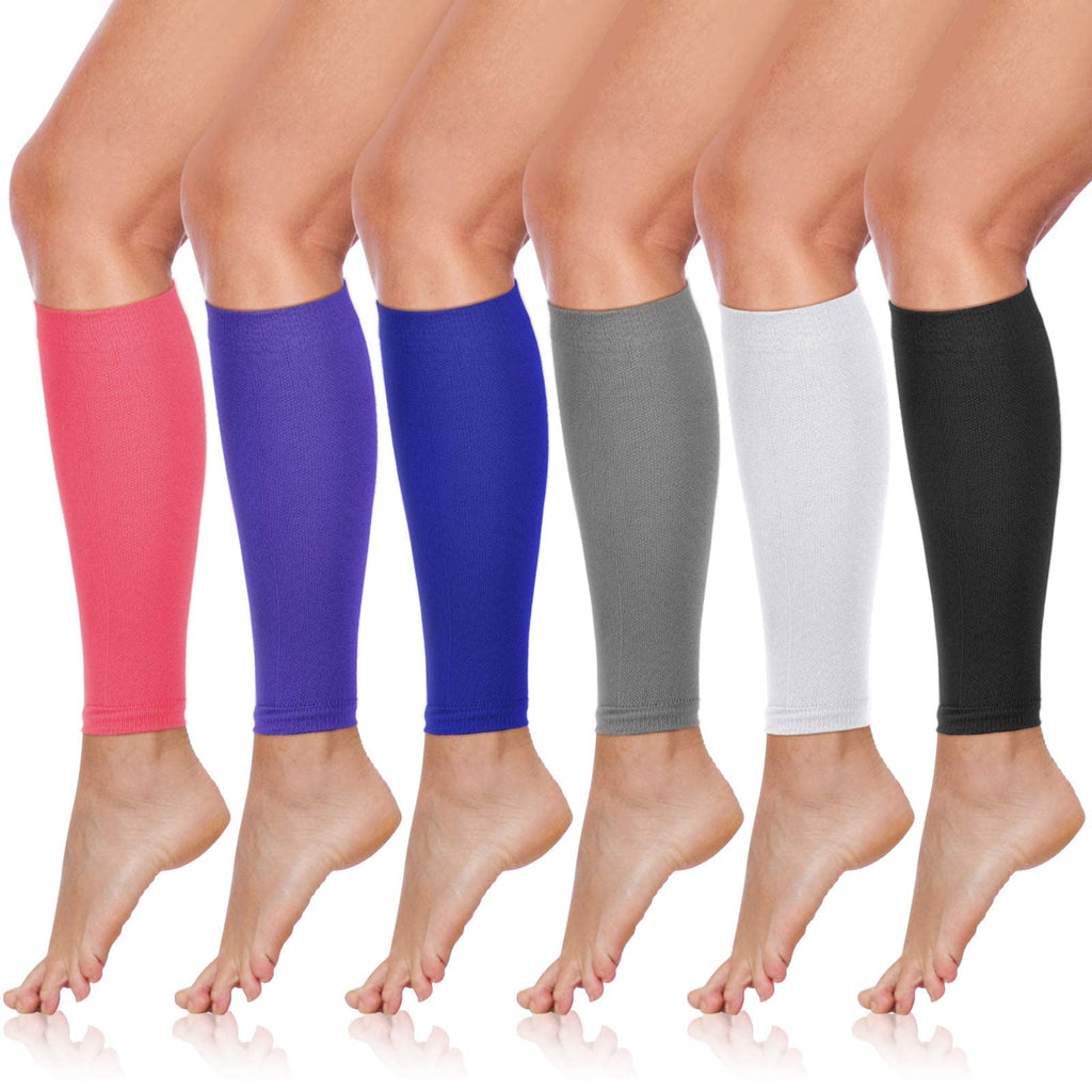 [Australia] - 6 Pairs Calf Compression Sleeves Leg Compression Socks for Runners Leg Compression Sleeve Leg Sleeves for Men Women Shin Guards Calves Leg Brace Calf Shin Supports for Running Cycling Medium 