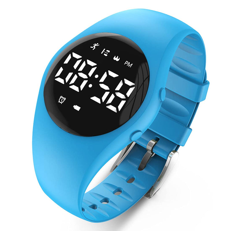 [Australia] - Led Digital Pedometer Watch , Digital Steps Tracker , Non-Bluetooth, Vibrating Alarm Clock, Stopwatch, Great Gift for Children Teens Girls Boys Women Blue 