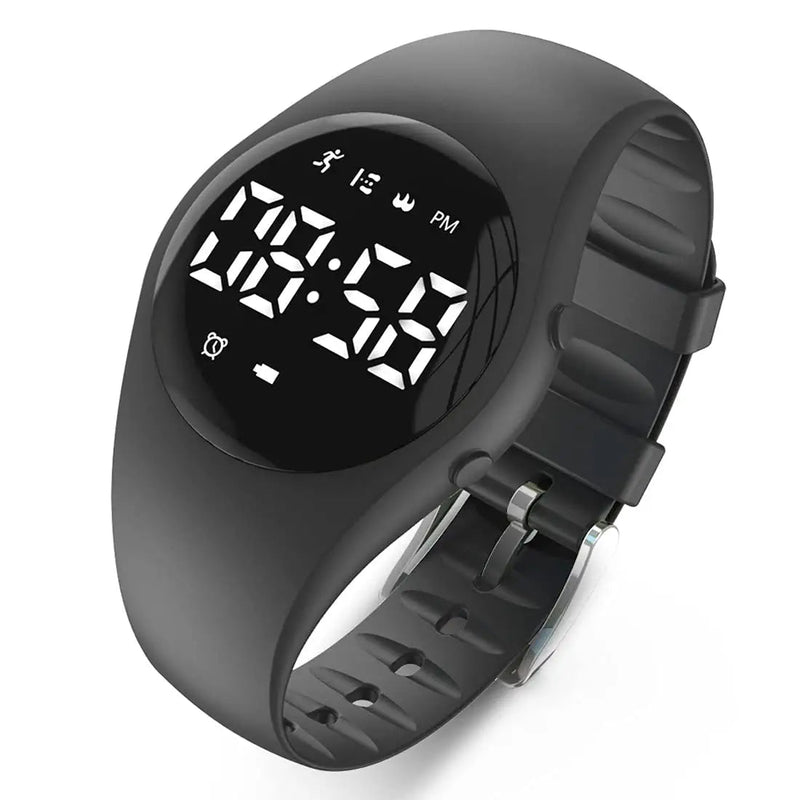 [Australia] - Led Digital Pedometer Watch , Digital Steps Tracker , Non-Bluetooth, Vibrating Alarm Clock, Stopwatch, Great Gift for Children Teens Girls Boys Women Black 