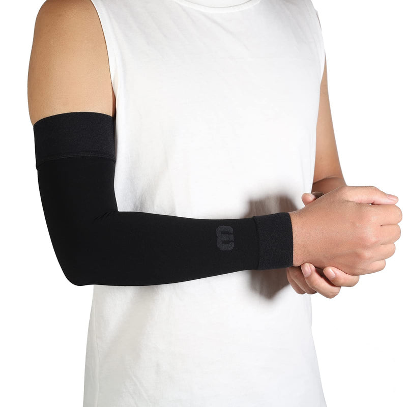 [Australia] - MGANG® Lymphedema Compression Arm Sleeve for Women Men, Opaque, 15-20 mmHg Compression Full Arm Support Without Silicone, Relieve Swelling, Edema, Post Surgery Recovery, Single Black XXL Black (15-20 Mmhg Without Silicone) XX-Large(Single) 