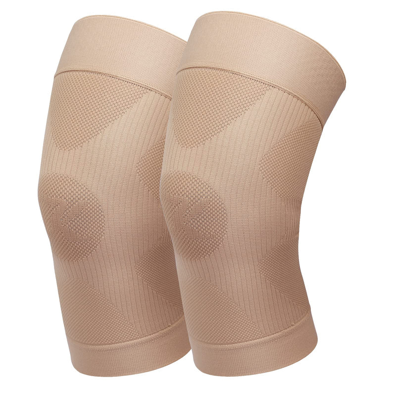 [Australia] - KEKING® Knee Compression Sleeves, Premium Knee Brace for Men Women, Knee Support for Joint Pain, Arthritis Relief, Meniscus Tear, Injury Recovery, Swelling, ACL, MCL, Workout, Running, Sport, Beige L Large 