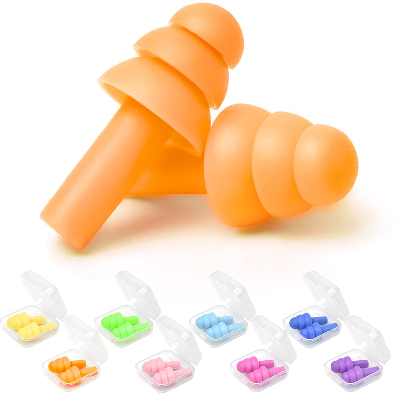 [Australia] - Earplugs for Sleeping Noise Cancelling, Reusable Ear Plugs– Super Soft, Silicone Ear Plug, for Sleeping 8 Pairs, Swimming, Snoring, Concerts, Work, Noisy Places (Orange) 
