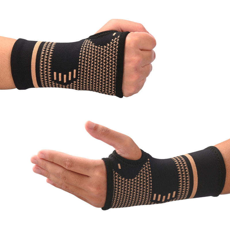 [Australia] - Wrist Brace for Carpal Tunnel Relief, Wrist Compression Glove Wrist Support Sleeves (Pair), Fit for Tendonitis, Golf, Yoga, Arthritis, Wrist Sprain, Copper-Infused Nylon Breathable and Sweat,Large Black Large 