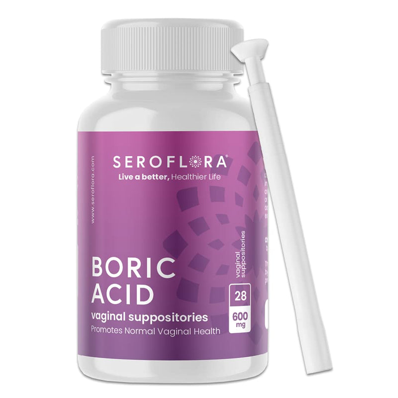 [Australia] - Seroflora Boric Acid Vaginal Suppositories for Women + 1 Suppository Applicator - Helps Support Vaginal Odor pH Balance, Yeast Infection and Bacterial Vaginosis 