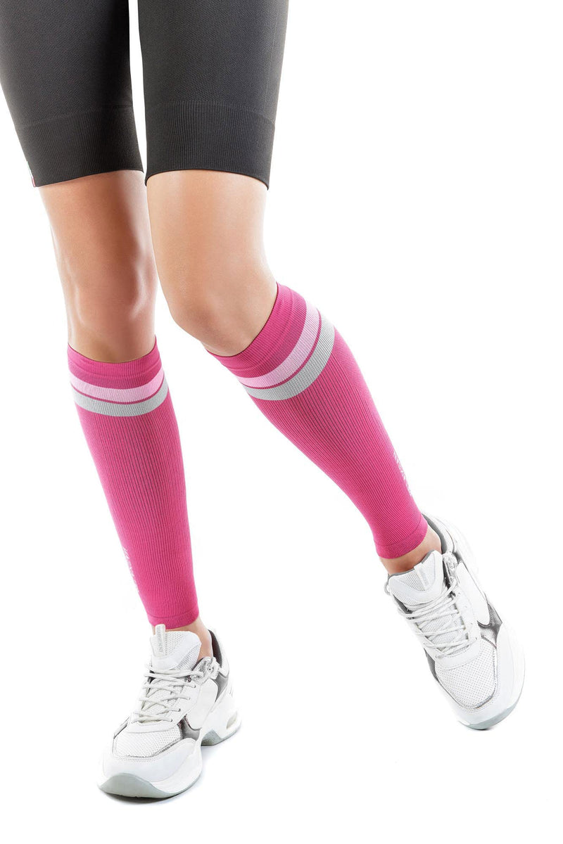 [Australia] - Relaxsan Sport 803 - Sport Calf Compression Sleeves Unisex Men Women Large Fuchsia/Pink 