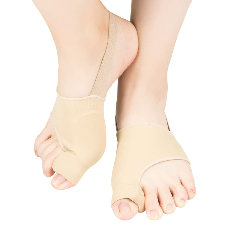 [Australia] - Bunion Corrector for Women and Men, Bunion Splint with Gel Cushion Pad, Big Toe Brace Compression Sleeve, Non-Surgical Hallux Valgus Correction, Bunion Relief Day & Night Support (2 PCS) beige 