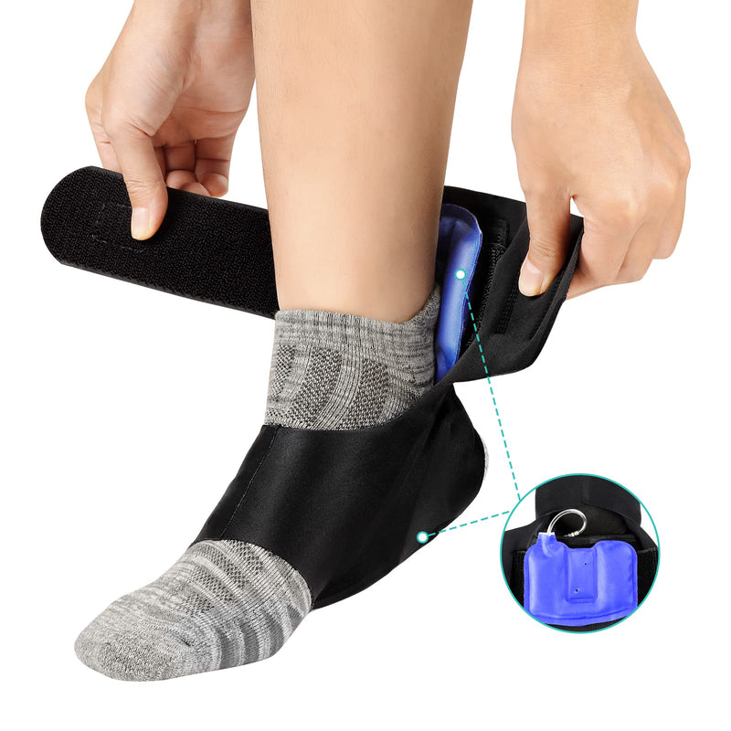 [Australia] - NEENCA Ankle Brace with Inflatable Heel Pads, Medical Ankle Support Protector with 2 Air Cushions for Arch/Heel Pain Relief, Plantar Fasciitis, Heel Spur,Tendinitis, Sore Feet, Swelling, Heel Injuries Inflatable Heel Pad Large 