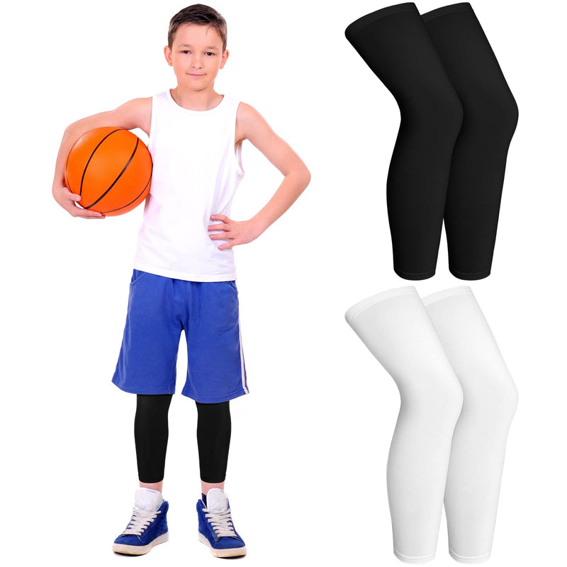 [Australia] - Kids Long Compression Leg Sleeves Non Slip UV Protection Thigh Calf for Boy Girl Youth Basketball Running Sport Small 