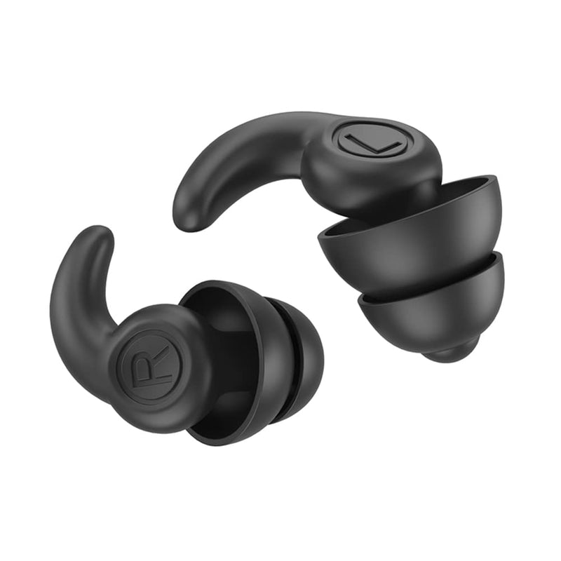 [Australia] - Super Soft Silicone Noise Reduction Earplugs Reusable Hearing Protection in Flexible Silicone for Sleep, Noise Sensitivity & Flights (Black) Black 