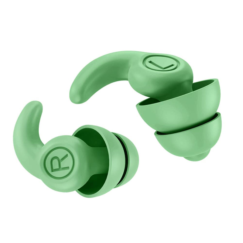 [Australia] - Super Soft Silicone Noise Reduction Earplugs Reusable Hearing Protection in Flexible Silicone for Sleep, Noise Sensitivity & Flights (Green) Green 