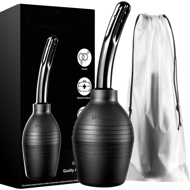 [Australia] - 310 ML Anal Douche Enema Bulb with Storage Bag,Vaginal Douche Enema Cleaner for Women or Man ( Black) 