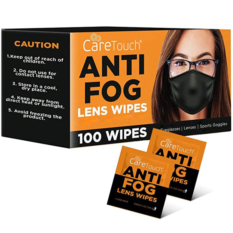 [Australia] - Care Touch Anti Fog Wipes for Glasses, 100 Individually Wrapped Antifog Lens Wipes Anti-Fog 