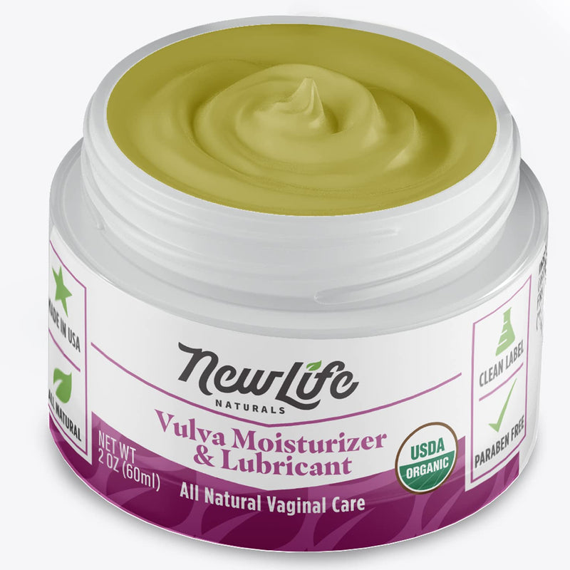 [Australia] - NewLife Naturals USDA Certified Organic Vulva Balm Cream Vaginal Moisturizer Menopause Support - Itching Dryness Irritation - Estrogen Free Intimate Feminine Care - 2 Oz 