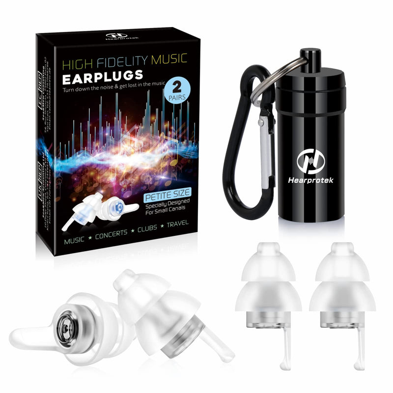 [Australia] - 2 Pairs Concert Ear Plugs, Hearprotek Reusable high Fidelity Noise Reduction Music Ear Plugs for Ear Protection-Soft Hearing Protection earplugs for Concerts,Musicians, Events (Petite Size) Black 