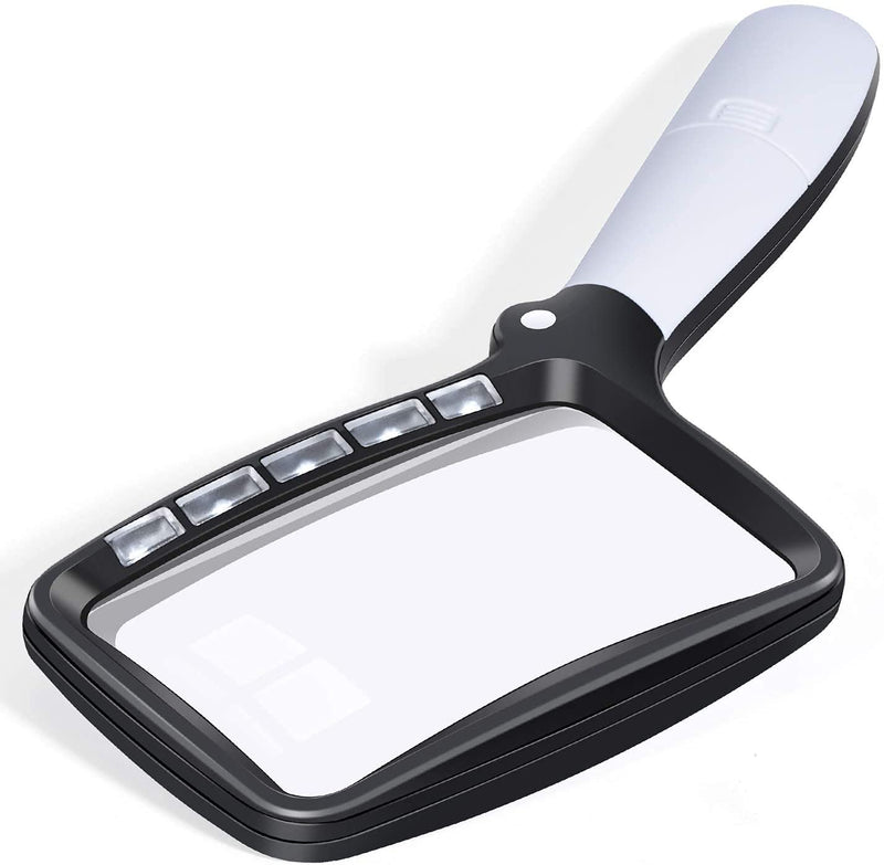 [Australia] - WJINNG Folding Magnifying Glass with Light, Large Hand Magnifying Glass Handheld Folding Reading Magnifier 3X Magnification with 5 Dimmable LEDs Ideal for Reading Small Prints, Book 