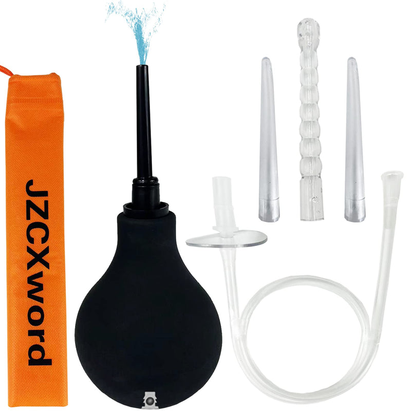 [Australia] - JZCXword Enema Bulb Kit Douche Cleaner for Men Women 9.3oz Enama Bulb 19.7in Long Silicone Hose for Colon Detox Cleanse Enemas black 