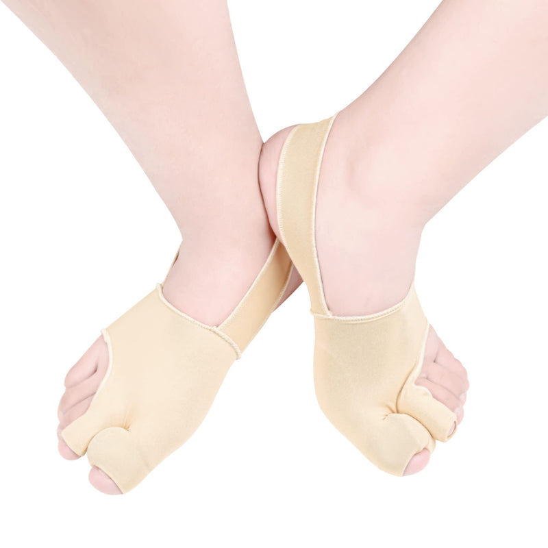 [Australia] - Bunion Corrector Sleeve with Soft Gel Bunion Pads Toe Straightener DYKOOK Toe Separator for Overlapping Toe, Hallux Valgus, Bunion Splint Support Sock Bunion Pain Relief Guard (Large) Beige L 