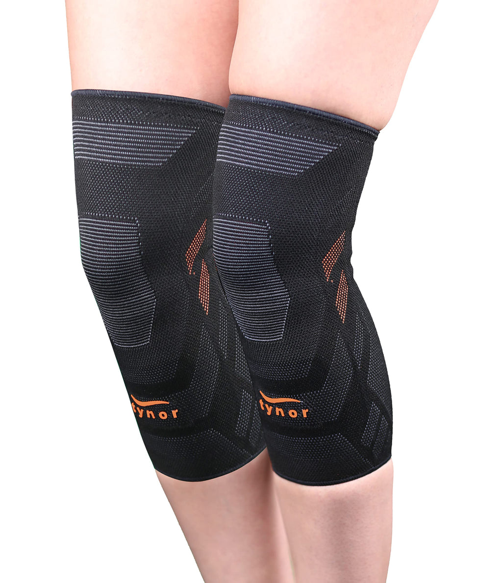 [Australia] - Knee Sleeve by Tynor | TYNOR Knee Cap Air Pro (Knee Support for Men & Women, Knee Compression Pain Relief, Knee Brace for Running) - Large | 2 Pieces Black 
