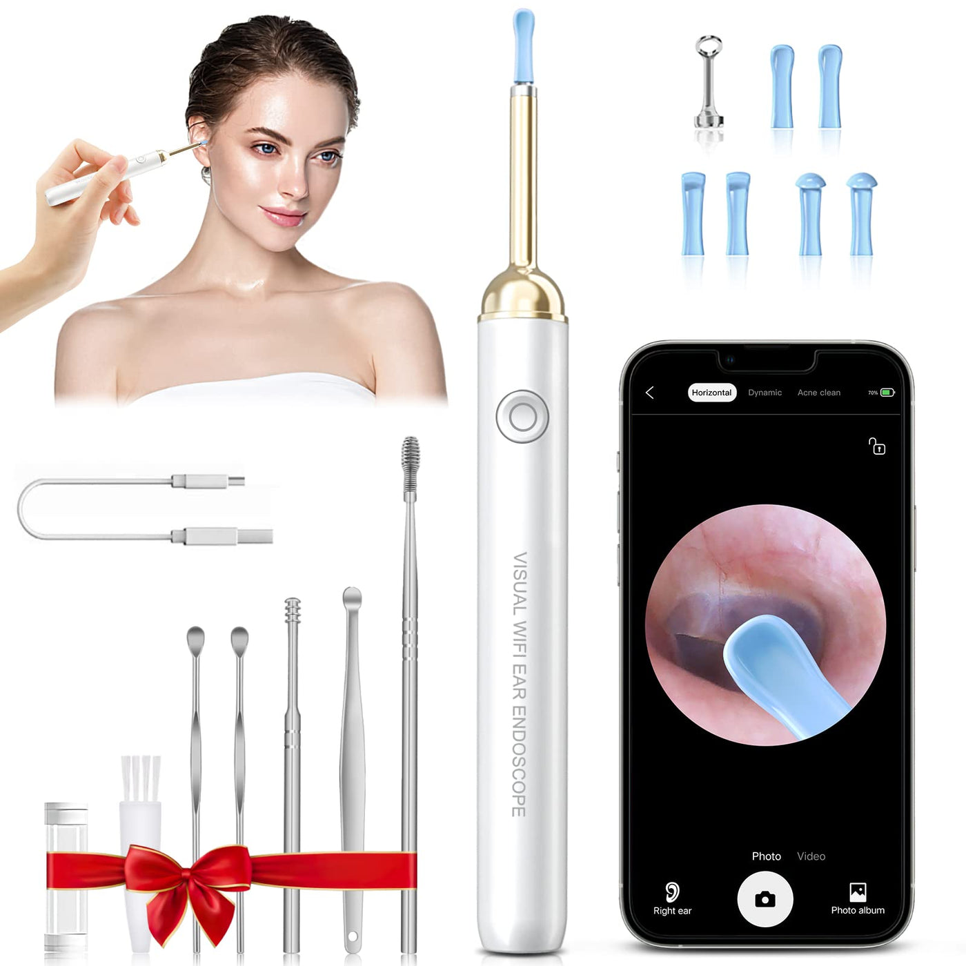 RILIAM Ear Wax Removal, Ear Wax Removal Tool - Ear Cleaning Kit with  Camera, 1080P FHD Ear Scope Otoscope with 6 LED Lights, IP67 Waterproof Ear  Wax Removal Kit for iPhone, iPad