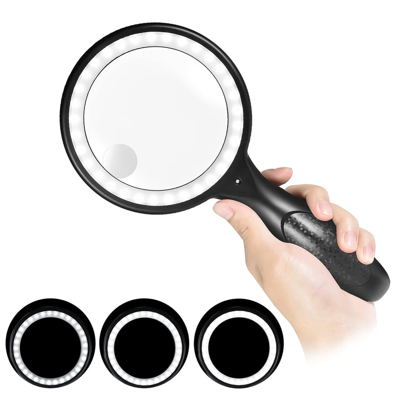 [Australia] - Magnifying Glass with Light - 30X Handheld Large Magnifying Glass 33 LED Illuminated Lighted Magnifier for Seniors Reading, Macular Degeneration, Inspection, Soldering, Coins, Exploring 