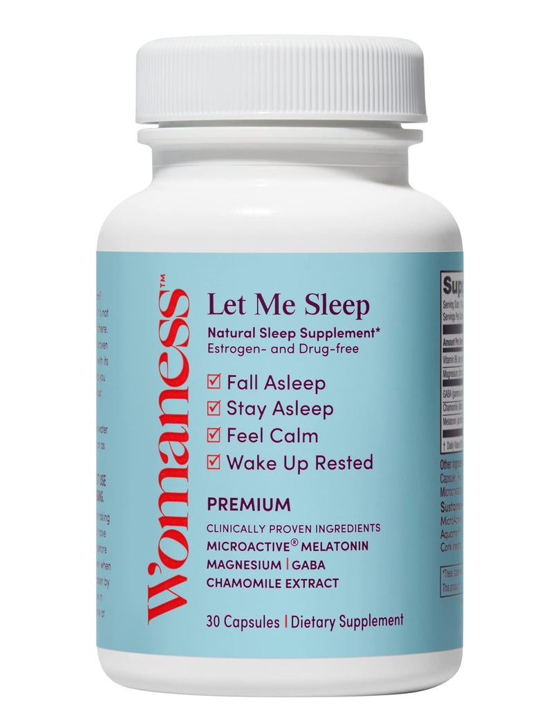 [Australia] - Womaness Let Me Sleep - Natural Sleep Supplement with Sustained-Release Melatonin, Magnesium, GABA, Chamomile - Fall & Stay Asleep, Help Feel Calm and Wake up Rested (30 Capsules) 