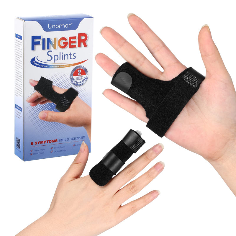 [Australia] - Trigger Finger Splint Knuckle Brace: 2 Pieces Adjustable Finger Padded Straightener for Right and Left Hand Index Middle Ring Pinky Support for Alleviating Finger Locking Popping Bending Stiffness Tendon Release and Pain Relief 