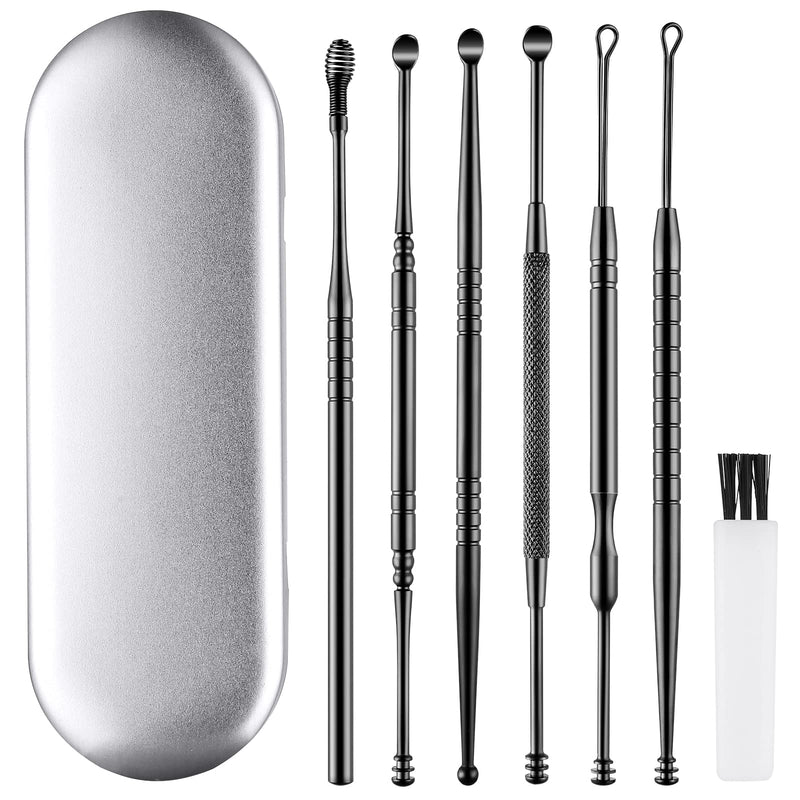 [Australia] - Ear Cleaning Kit,Safe Ear Wax Removal Tool,Earwax Removal Kit,Easy to Use,Painless Ear Pick,with Storage Box and Cleaning Brush (Black) Black 