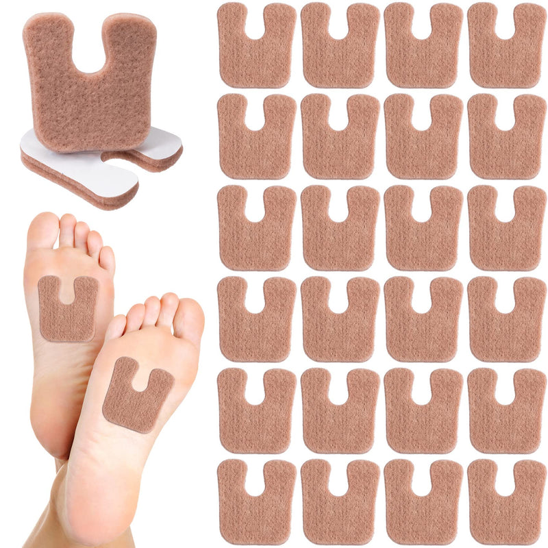 [Australia] - PAGOW 24pcs U-Shaped Felt Callus Pads, Self-Adhesive Foam Foot Cushion Pad for Pain Relief, Protect Calluses from Rubbing on Shoes Forefoot for Men and Women (1/4 Inch Thick, 12 Pair, Skin Color) 