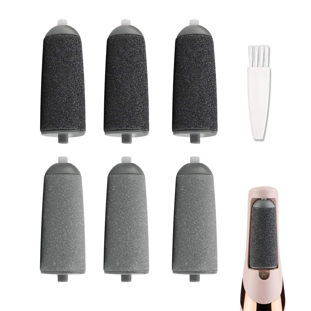 [Australia] - 6 Pack Replacement Rollers Compatible with Finishing Touch Flawless Pedi Electric Tool File include a cleaning brush (3 Black Coarse&3 Gray Fine) 3 Black Coarse&3 Gray Fine 