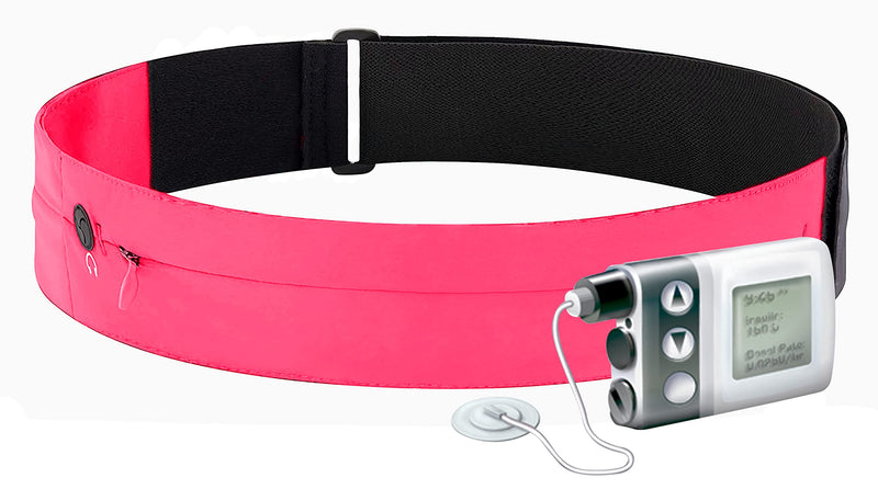 [Australia] - Athlé Insulin Pump Belt - 2 Stretch Pockets Fits Insulin Pump, Epipen, Phone, Wallet, Cards and More - Comfortable and Adjustable Waist Strap - Size Small 22" - 26" - Insulin Pump Holder - Pink Small 22" - 26" 