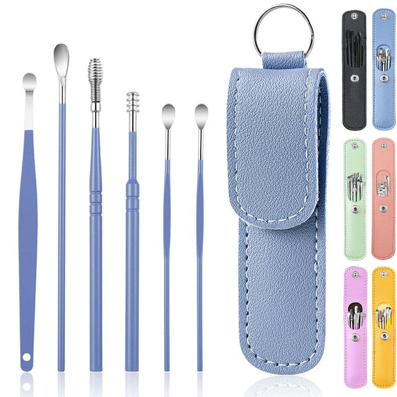 [Australia] - AONUOWE 6 Pcs Ear Pick Earwax Removal Kit, Ear Cleansing Tool Set, Ear 11.7x2.8x2cm Blue 
