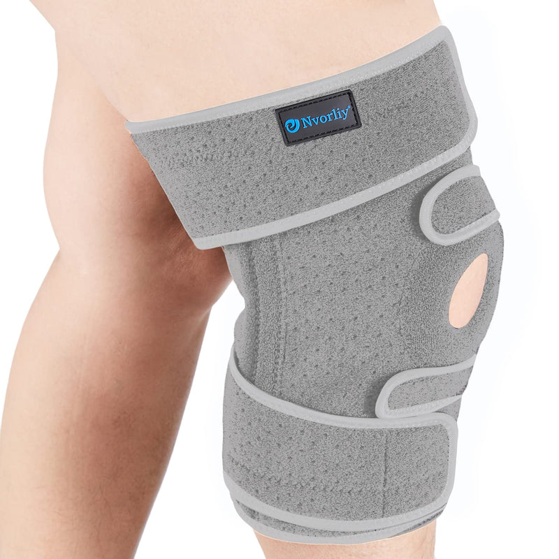 [Australia] - Nvorliy Plus Size Adjustable Knee Brace - Lengthened and Widened Design, Extra Large Open Patella Knee Support for Running, Sports, Arthritis, ACL, LCL, MCL, Pain Relief, Fit Women & Men (XL/2XL, Grey) XL/2XL 