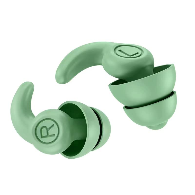 [Australia] - Sleeping Ear Plugs Noise Cancelling – Hearing Protection Earplugs for Sleep – Ultra-Soft Skin Friendly Silicone Sleep Ear Plugs – Lightweight and Comfortable – Washable and Reusable Ear Plugs Green 