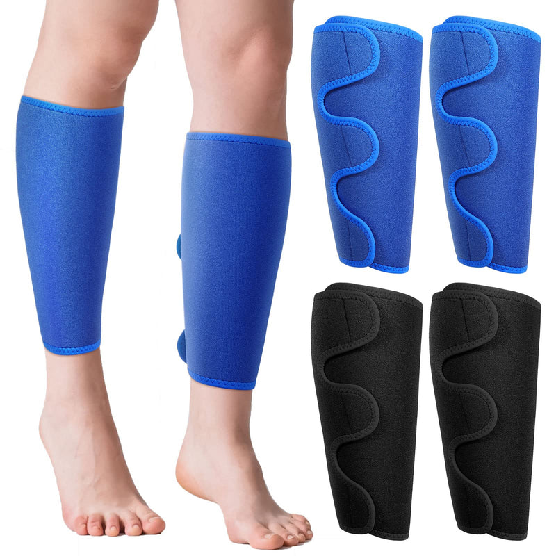 [Australia] - 2 Pairs Calf Support Brace Adjustable Shin Splint Calf Compression Sleeve Lower Leg Compression Wrap for Men and Women Pain Relief (Blue and Black) 