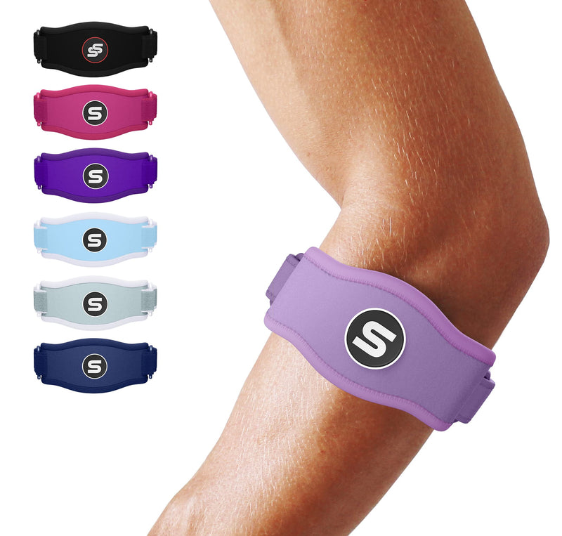 [Australia] - Sleeve Stars Tennis Elbow Brace for Men and Women, Elbow Brace for Tendonitis and Tennis Elbow Strap, Counterforce Brace for Tennis Elbow, Band Relief & Support for Forearm w/ 3 Straps Fits 9-23" (Single/Light Purple) 1 Light Purple 