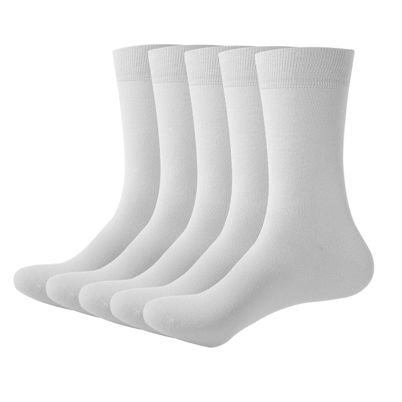[Australia] - Bamboo Dress Men Sock Thin Soft Crew Anti Odor Lightweight Sock Odor Resistant Breathable Sock 9-13,5 Pairs Large White 