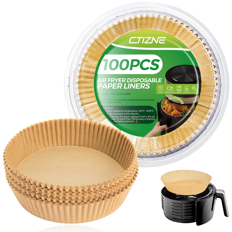 [Australia] - Air Fryer Disposable Paper Liner: Airfryer Instant Pot Oven Insert Parchment Sheets Round, Grease and Water Proof Non Stick Basket Liners for Baking Cooking (100PCS) from ctizne 6.3 Inch (Round) Unbleached 