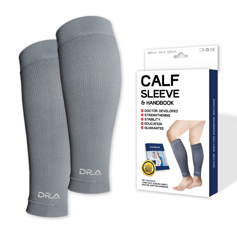 [Australia] - Doctor Developed Calf Compression Sleeve Men and Women - Leg Compression Sleeve for Leg Pain Relief, Muscle Recovery, Shin Splint, and Varicose Veins by Dr. Arthritis (Medium, Grey, 1 Pair) Medium Black 