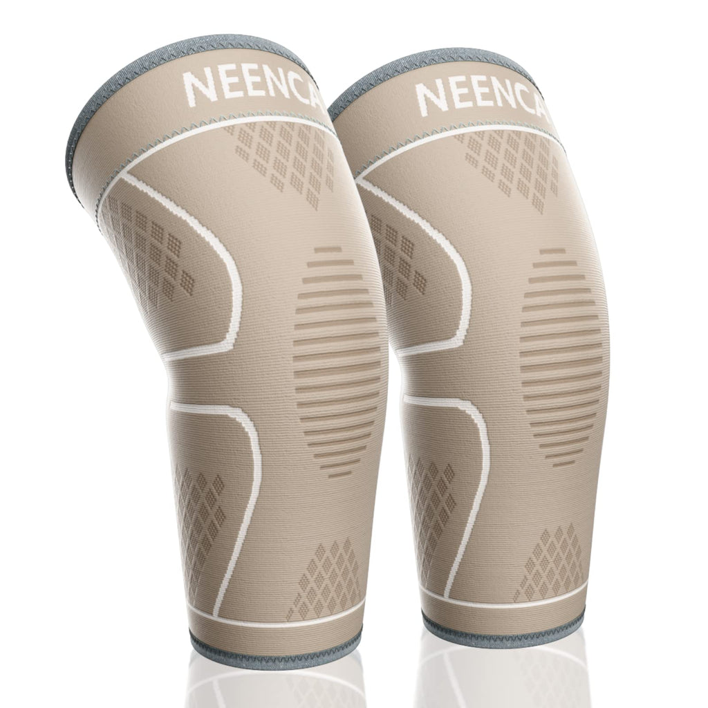 [Australia] - NEENCA 2 Pack Knee Brace, Knee Compression Sleeve Support for Knee Pain, Running, Work Out, Gym, Hiking, Arthritis, ACL, PCL, Joint Pain Relief, Meniscus Tear, Injury Recovery, Sports Large 2 Pack - Skin 