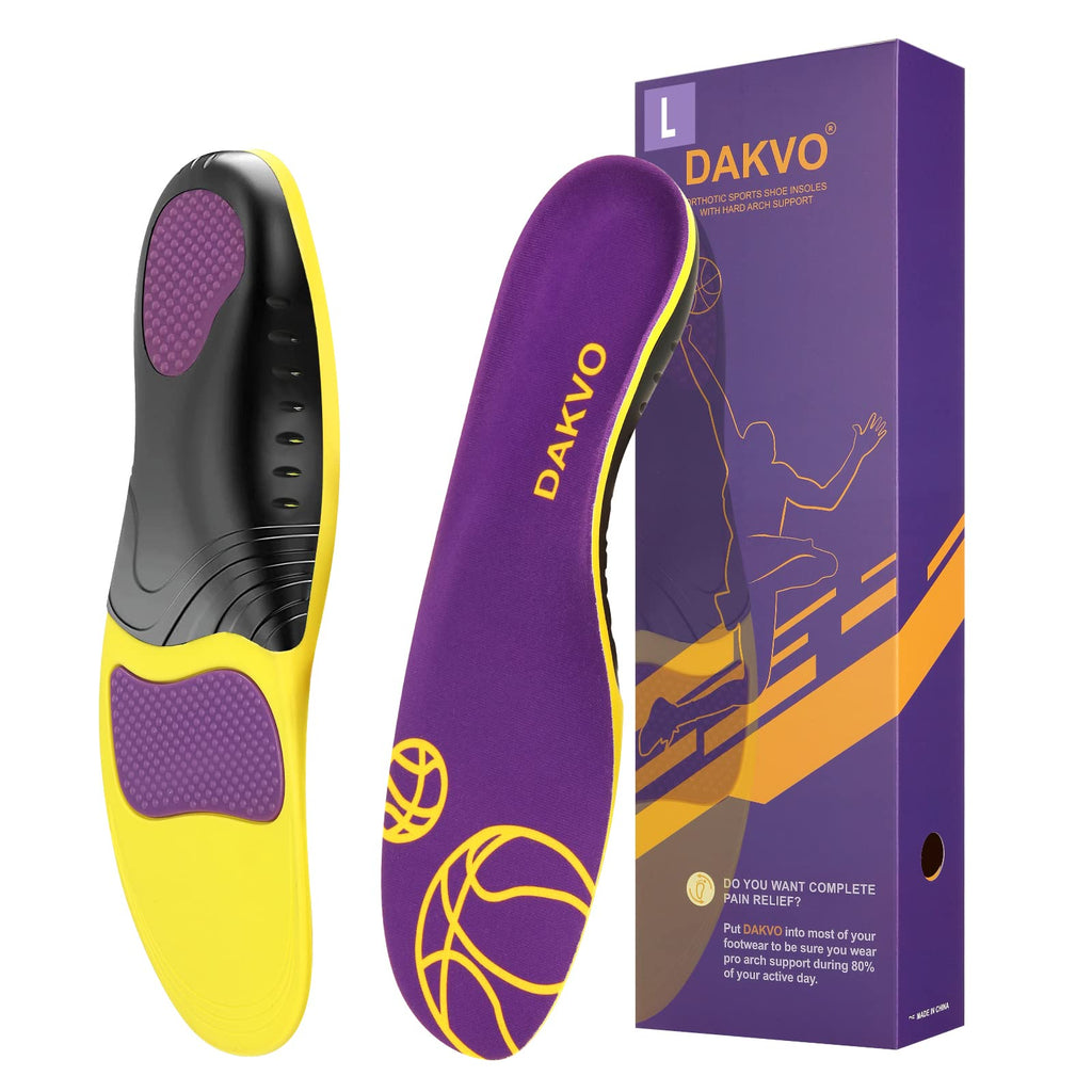 [Australia] - High Arch Support Insoles,Plantar Fasciitis Relief Shoe Inserts, Orthotic Shoe Inserts for Flat Feet, Anti-Fatigue Shoe Insoles, Suitable for Sports, Climbing, Ciking, Adventure, Daily Work. Purple L L(Men 11-12.5/Women 12-13.5) 