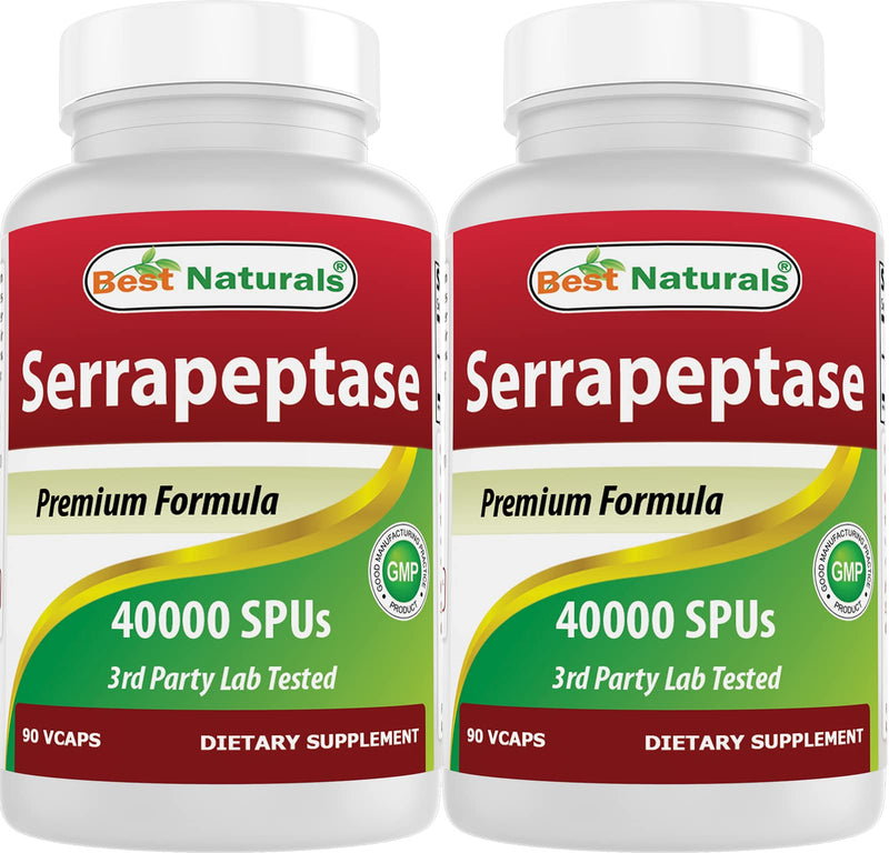 [Australia] - Best Naturals Serrapeptase 40000 SPUs 90 Vcaps (90 Count (Pack of 2)) 90 Count (Pack of 2) 