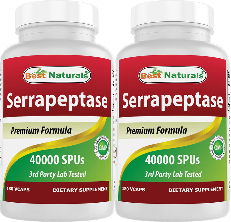 [Australia] - Best Naturals Serrapeptase 40000 SPUs 180 Capsules (180 Count (Pack of 2)) 180 Count (Pack of 2) 