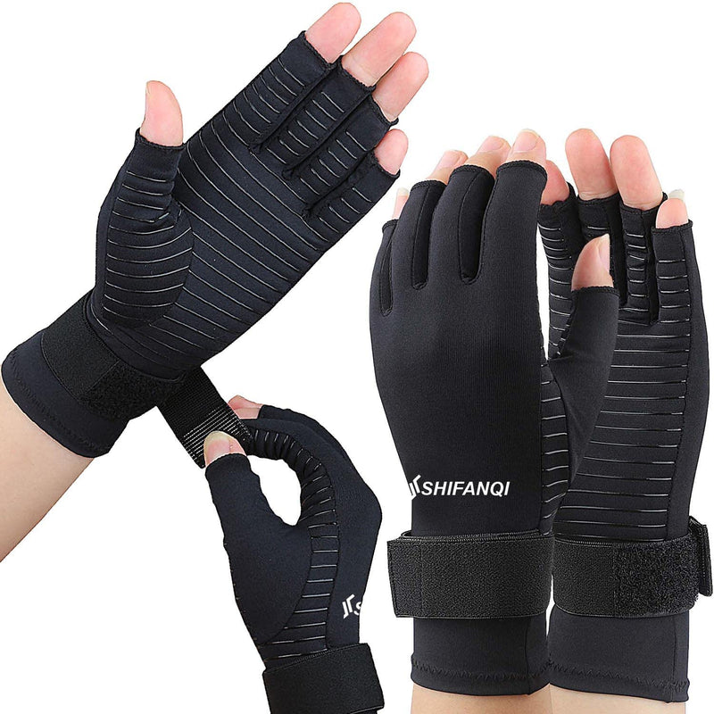 [Australia] - SHIFANQI 4 Pack Copper Arthritis Compression Gloves for Women Men,Hand Pain Relief Typing Gloves Fingerless for Carpal Tunnel LARGE/X-LARGE 