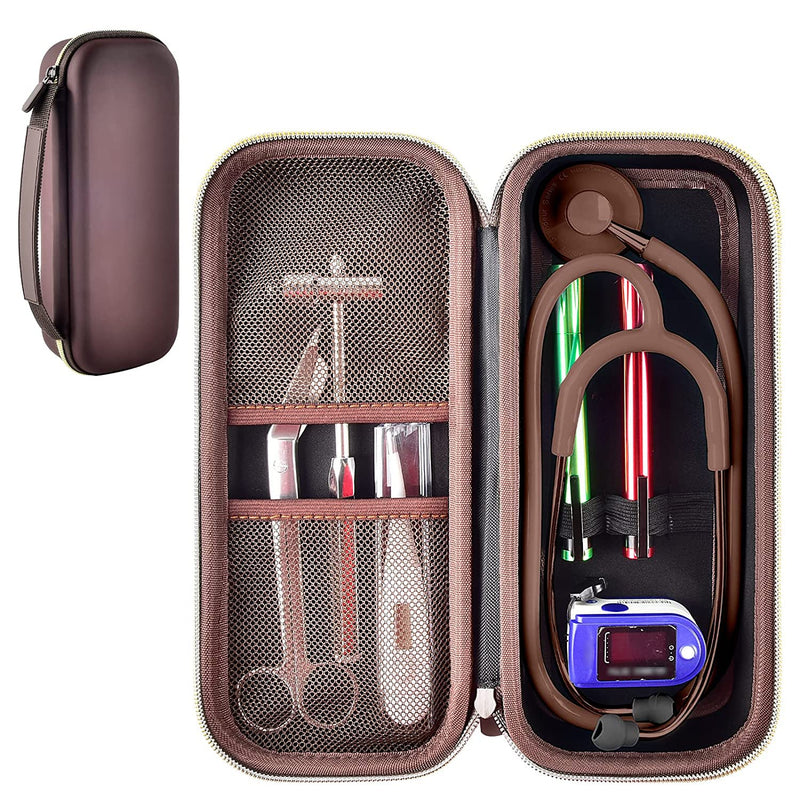 [Australia] - Stethoscope Case Compatible with 3M Littmann Classic III Monitoring/Lightweight II S.E/Cardiology IV Diagnostic/MDF Acoustica Stethoscopes, Extra Pocket for Doctor & Nurse Accessories (Chocolate) Chocolate 
