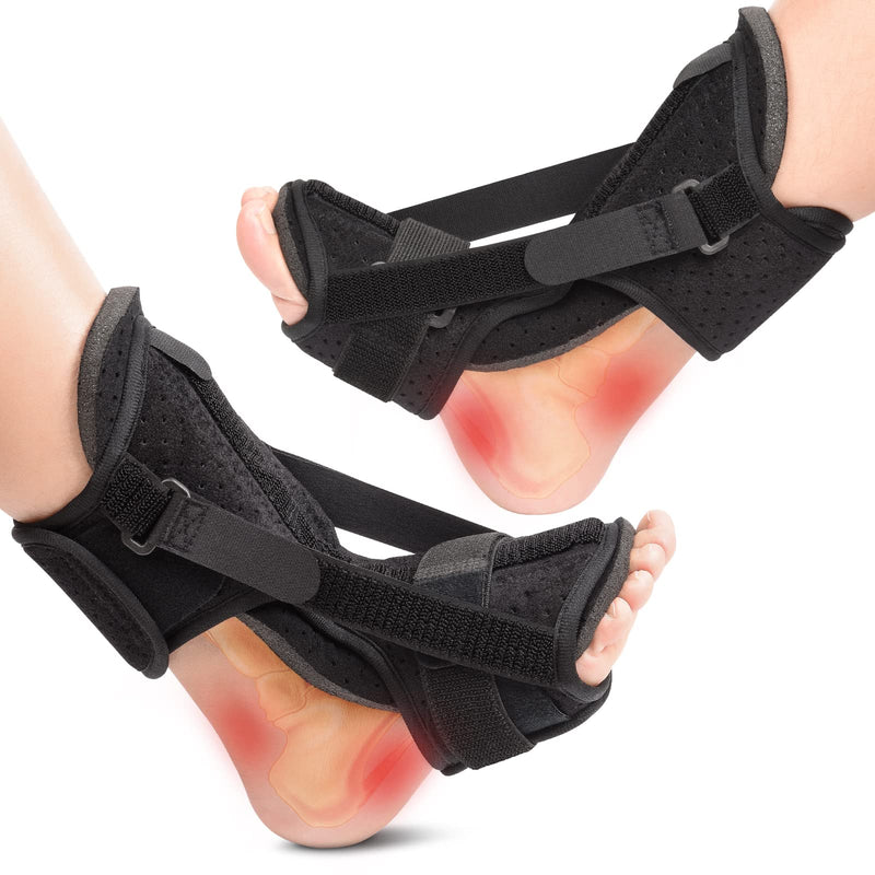 [Australia] - Plantar Fasciitis Night Splint: 2 Packs 2022 Upgraded Plantar Fasciitis Brace with Soft Memory Foam Pad | Ankle Brace for Plantar Fasciitis Relief Achilles Tendonitis Relief Foot Drop Heel Arch Pain Support for Women Men 