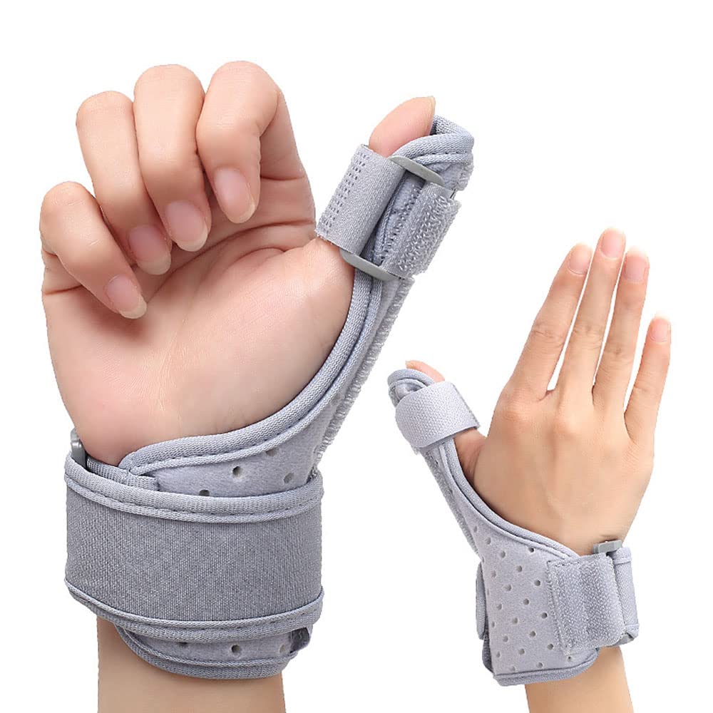 [Australia] - Sopfai Thumb Spica Splint & Carpal Tunnel Wrist Brace for Women and Men,Interchangeable Left and Right Hands, Providing Day/Night Support,Suitable for Arthritis,Tendonitis,Thumb Sprain,Strain(Grey+Medium+Adjustable+Single) 