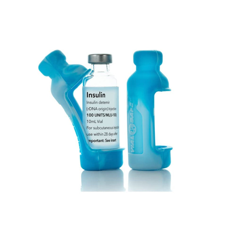 [Australia] - VIAL SAFE Insulin Bottle Protector Case/Sleeve for Diabetes, Never Risk Breaking Your Insulin Vial, Reusable, Durable, Flexible Silicone Protective Sleeve, 2-Pack (Size Tall), Tie Dye Blue 